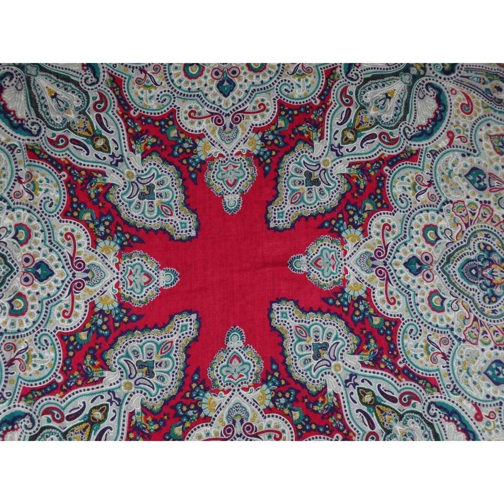 Amanda Smith Wool Scarf Womens OS Red Paisley Square Wrap Made in Japan‎ 31x31